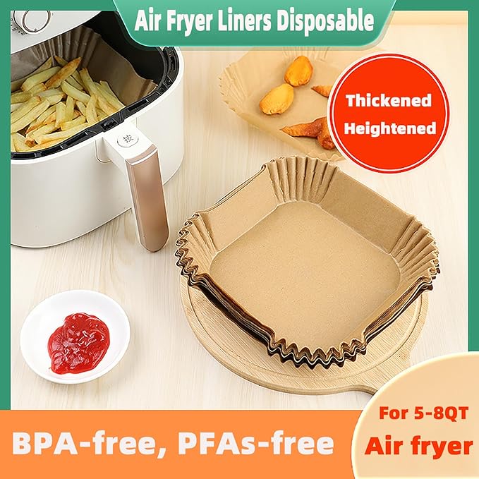 Air Fryer Liners Disposable,400PCS Victoyaw 9 Inch Square Air Fryer Parchment Paper