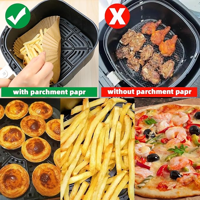 Air Fryer Liners Disposable,400PCS Victoyaw 9 Inch Square Air Fryer Parchment Paper